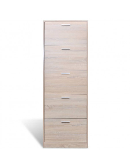 Scarpiera in Legno Effetto Rovere con 5 Scomparti