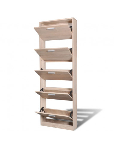 Scarpiera in Legno Effetto Rovere con 5 Scomparti