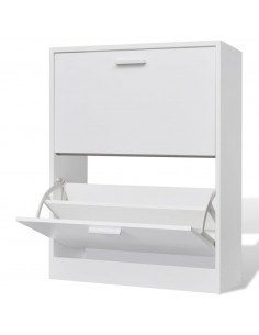 Scarpiera in Legno con 2 Scomparti Bianca 2