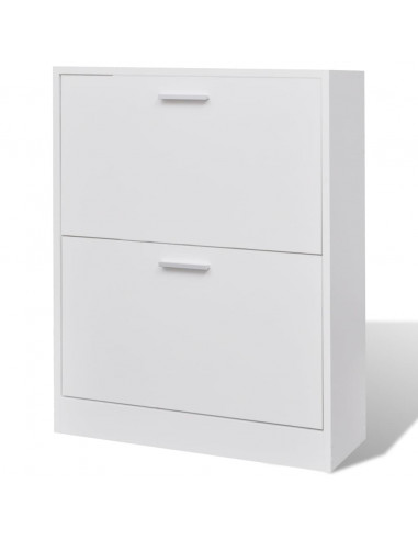 Scarpiera in Legno con 2 Scomparti Bianca