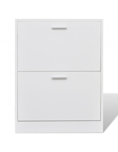 Scarpiera in Legno con 2 Scomparti Bianca