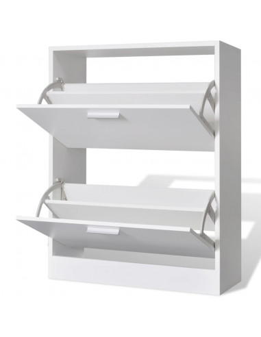 Scarpiera in Legno con 2 Scomparti Bianca