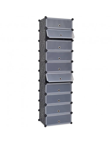 Scarpiera Modulare a 10 Scomparti Nera