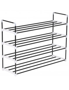 Scarpiera con 4 Ripiani in Metallo e Plastica Nero 2