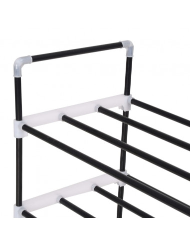 Scarpiera con 4 Ripiani in Metallo e Plastica Nero