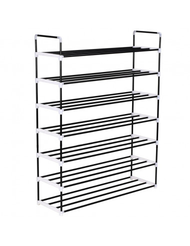 Scarpiera con 7 Ripiani in Metallo e Plastica Nero