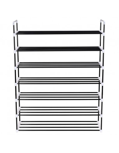 Scarpiera con 7 Ripiani in Metallo e Plastica Nero