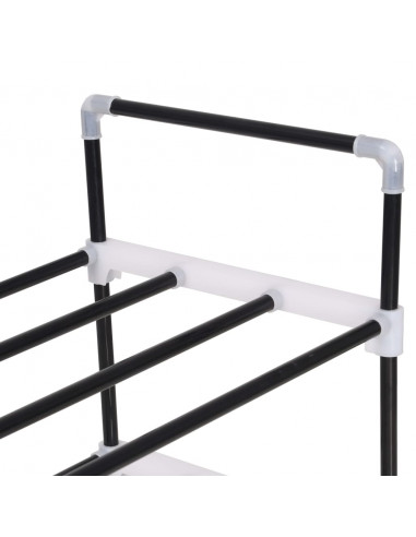 Scarpiera con 7 Ripiani in Metallo e Plastica Nero