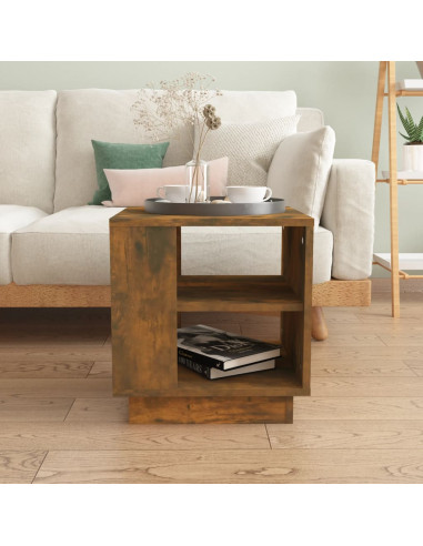Tavolino da Salotto Rovere Fumo 40x40x43 cm Legno Multistrato