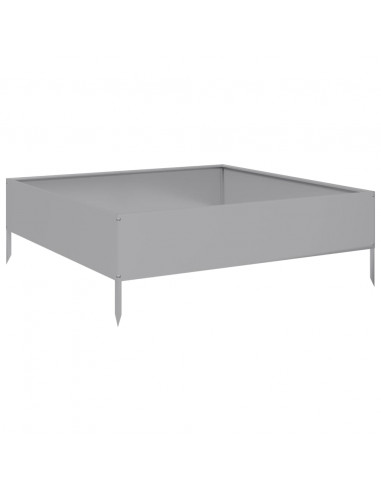 Fioriera Rialzata da Giardino 100x100x33,5cm in Acciaio Zincato