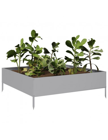 Fioriera Rialzata da Giardino 100x100x33,5cm in Acciaio Zincato