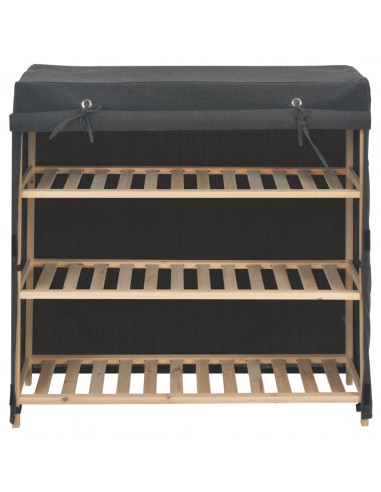 Scarpiera con Rivestimento Grigia 79x40x80 cm in Tessuto