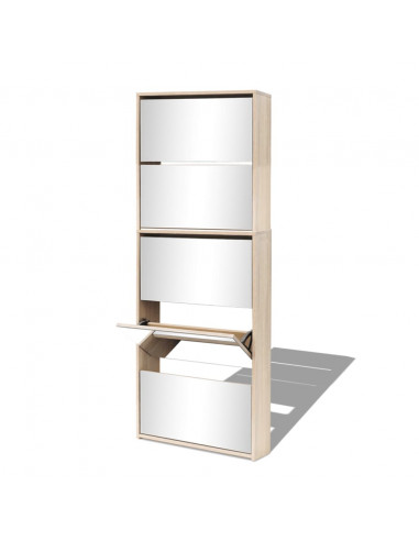 Scarpiera a 5 Strati con Specchio Rovere 63x17x169,5 cm