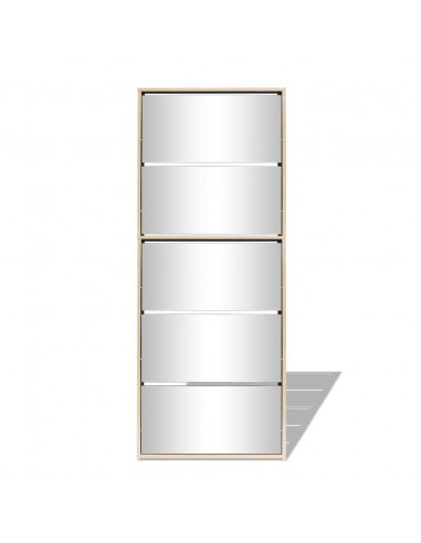 Scarpiera a 5 Strati con Specchio Rovere 63x17x169,5 cm