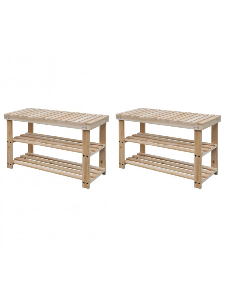 Scarpiera 2 in 1 con Piano d'Appoggio 2 pz in Legno Massello