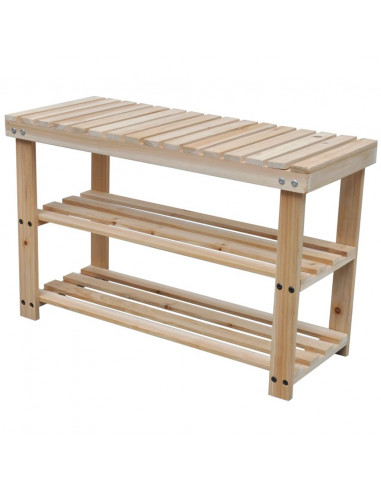 Scarpiera 2 in 1 con Piano d'Appoggio 2 pz in Legno Massello