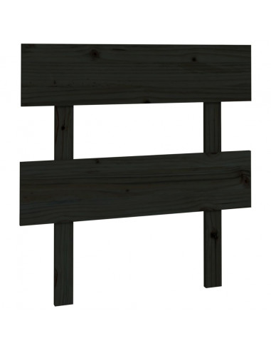 Testiera per Letto Nera 93,5x3x81cm in Legno Massello di Pino