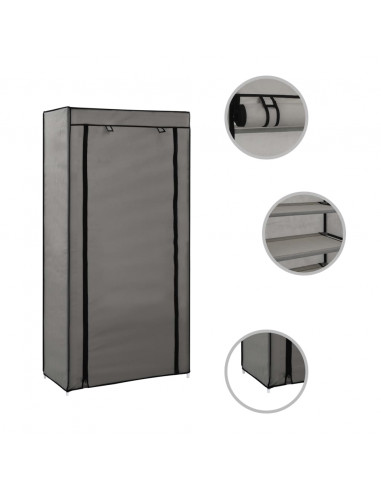 Scarpiera Coperta Grigia 58x28x106 cm in Tessuto