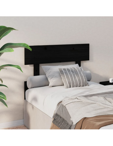 Testiera per Letto Nera 93,5x3x81cm in Legno Massello di Pino