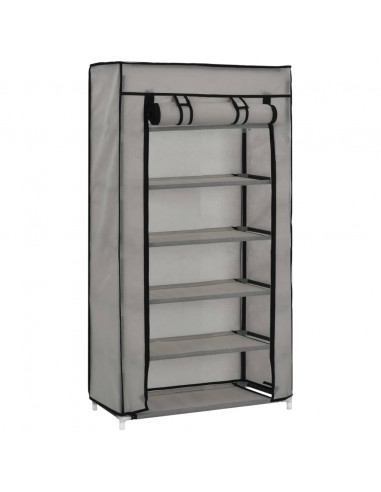 Scarpiera Coperta Grigia 58x28x106 cm in Tessuto