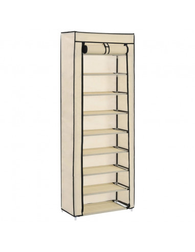 Scarpiera con Rivestimento in Tessuto Crema 57x29x162 cm
