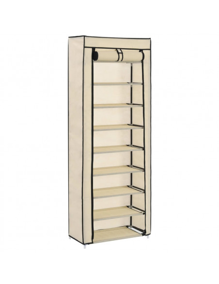 Scarpiera con Rivestimento in Tessuto Crema 57x29x162 cm
