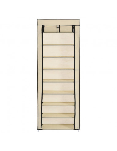 Scarpiera con Rivestimento in Tessuto Crema 57x29x162 cm