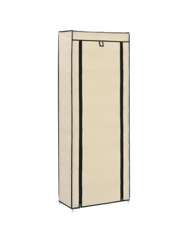 Scarpiera con Rivestimento in Tessuto Crema 57x29x162 cm
