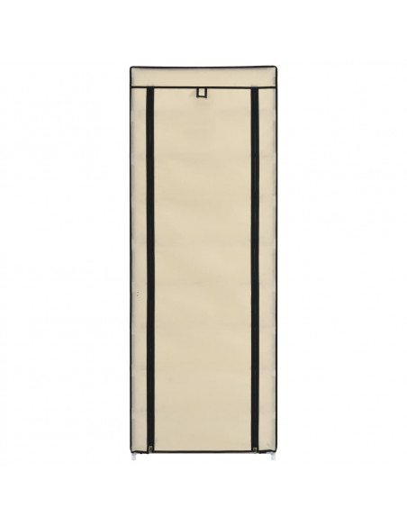 Scarpiera con Rivestimento in Tessuto Crema 57x29x162 cm
