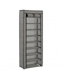 Scarpiera con Rivestimento in Tessuto Grigio 57x29x162 cm 2