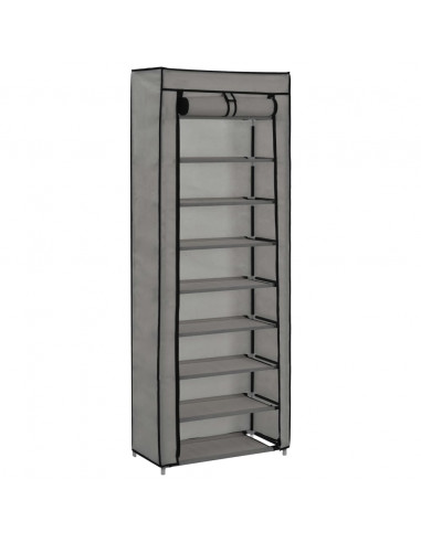 Scarpiera con Rivestimento in Tessuto Grigio 57x29x162 cm