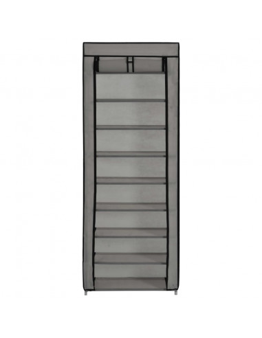 Scarpiera con Rivestimento in Tessuto Grigio 57x29x162 cm