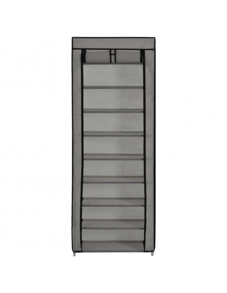 Scarpiera con Rivestimento in Tessuto Grigio 57x29x162 cm