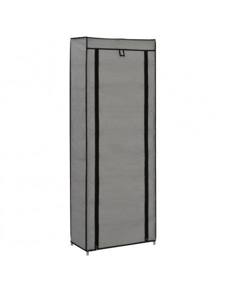 Scarpiera con Rivestimento in Tessuto Grigio 57x29x162 cm