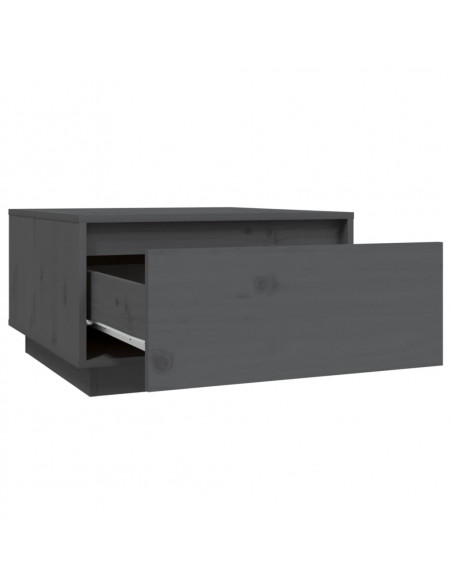 Tavolino da Salotto Grigio 55x56x32 cm Legno Massello di Pino