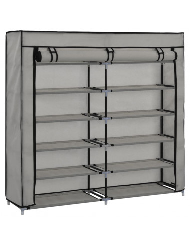 Scarpiera Coperta Grigia 115x28x110 cm in Tessuto