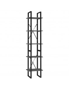 Libreria a 5 Ripiani Grigia 40x30x175 cm in Legno Multistrato 2