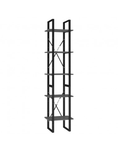 Libreria a 5 Ripiani Grigia 40x30x175 cm in Legno Multistrato