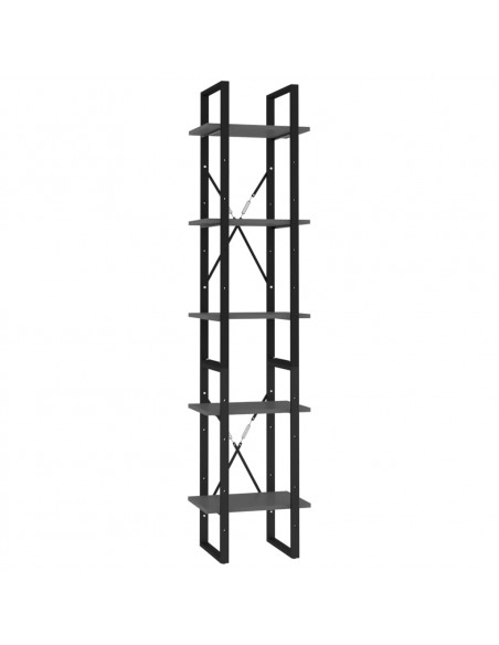 Libreria a 5 Ripiani Grigia 40x30x175 cm in Legno Multistrato