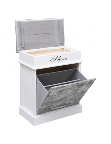 Scarpiera Grigia 50x28x58 cm in Legno di Paulownia