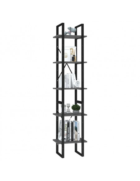 Libreria a 5 Ripiani Grigia 40x30x175 cm in Legno Multistrato