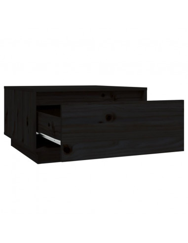 Tavolino da Salotto Nero 55x56x32 cm Legno Massello di Pino