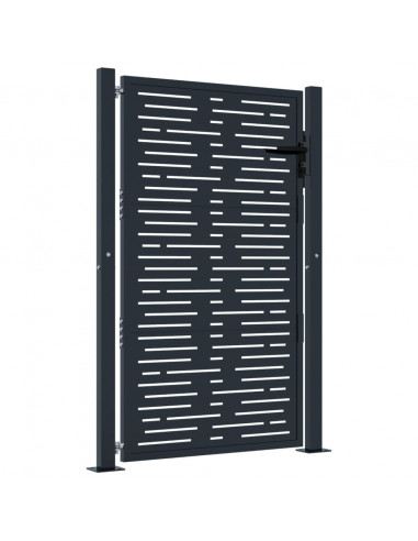 Cancello Giardino Antracite 105x155 cm Acciaio Design Quadrato