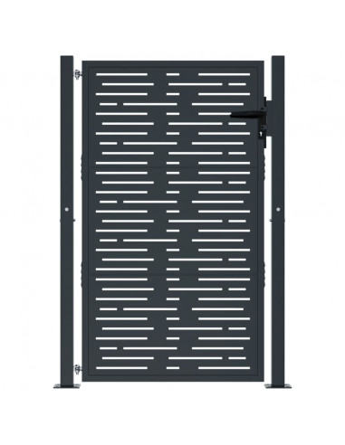 Cancello Giardino Antracite 105x155 cm Acciaio Design Quadrato