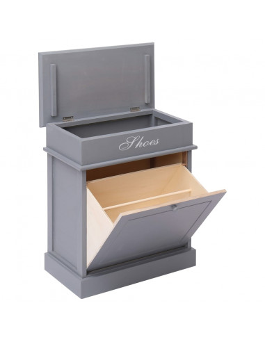 Scarpiera Grigia 50x28x58 cm in Legno di Paulownia