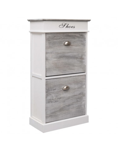 Scarpiera Grigia 50x28x98 cm in Legno di Paulownia