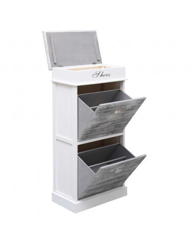 Scarpiera Grigia 50x28x98 cm in Legno di Paulownia