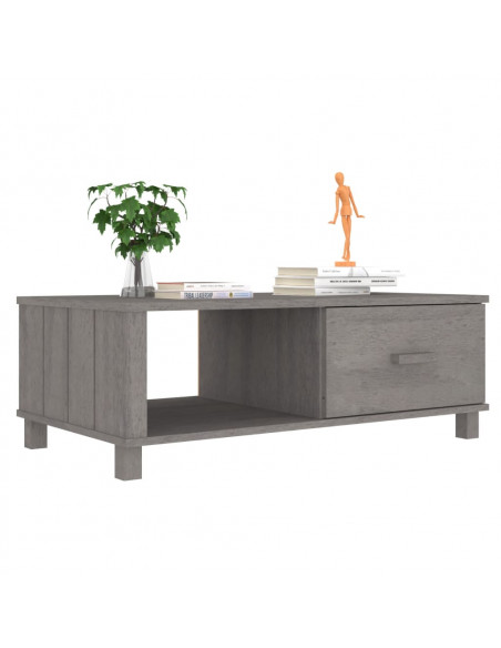 Tavolino Grigio Chiaro 100x55x35 cm in Legno Massello di Pino