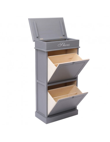 Scarpiera Grigia 50x28x98 cm in Legno di Paulownia