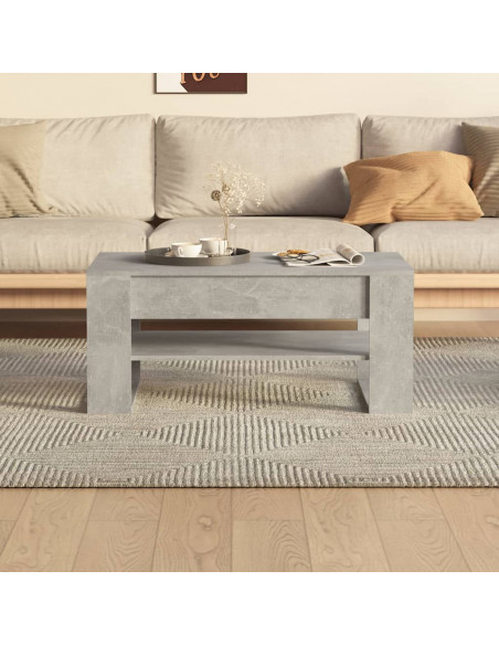 Tavolino Salotto Grigio Cemento 102x55x45 cm Legno Multistrato